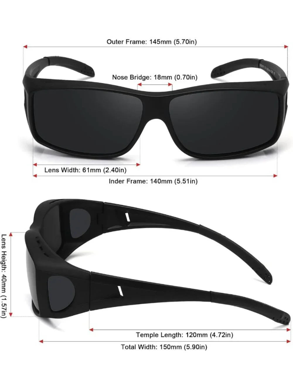 Polarized Fit Over Sunglasses for Men & Women - UV400 Wrap Around Protection